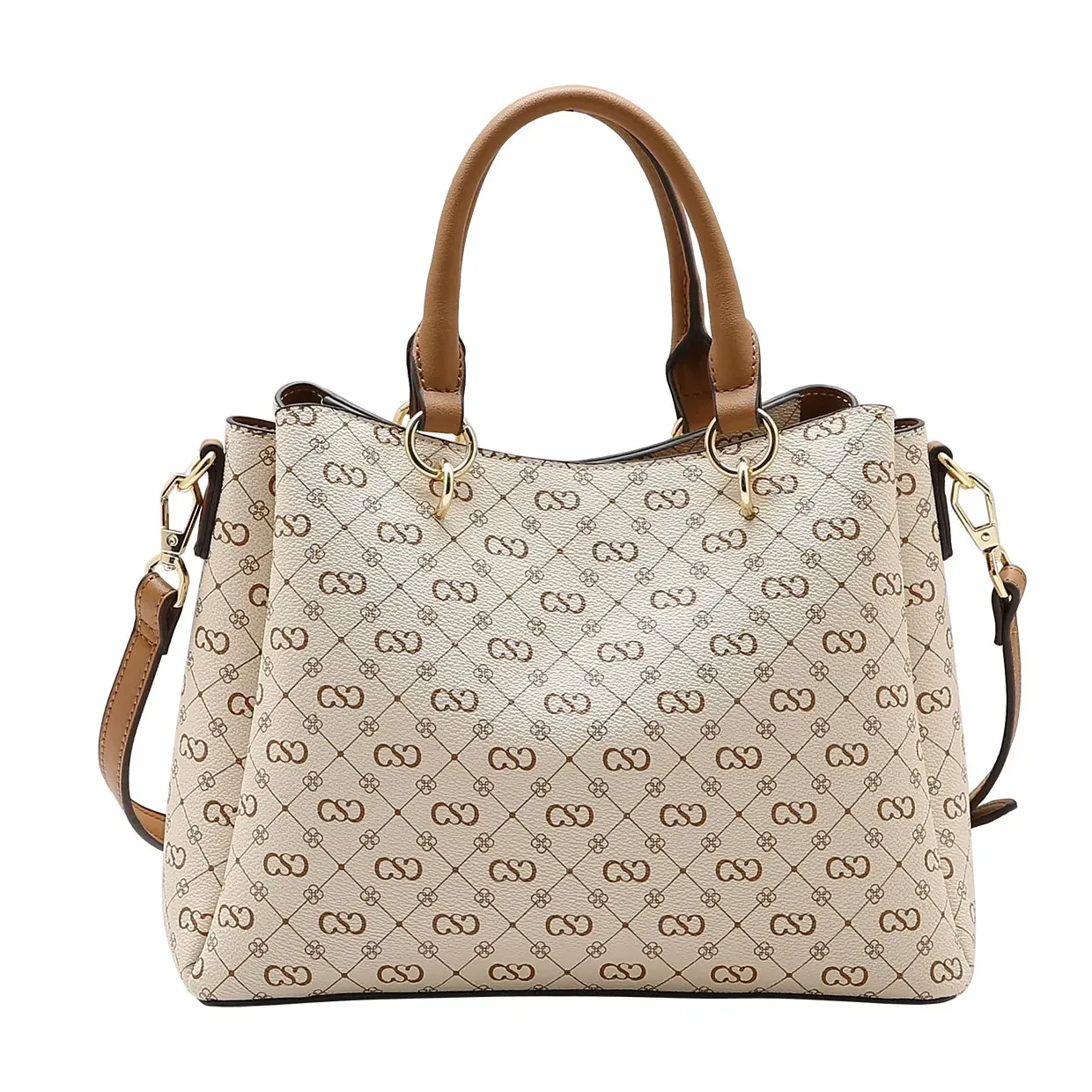 Bolsa Chenson Mão Monograma Elegance bege vista lateral com alça transversal removível